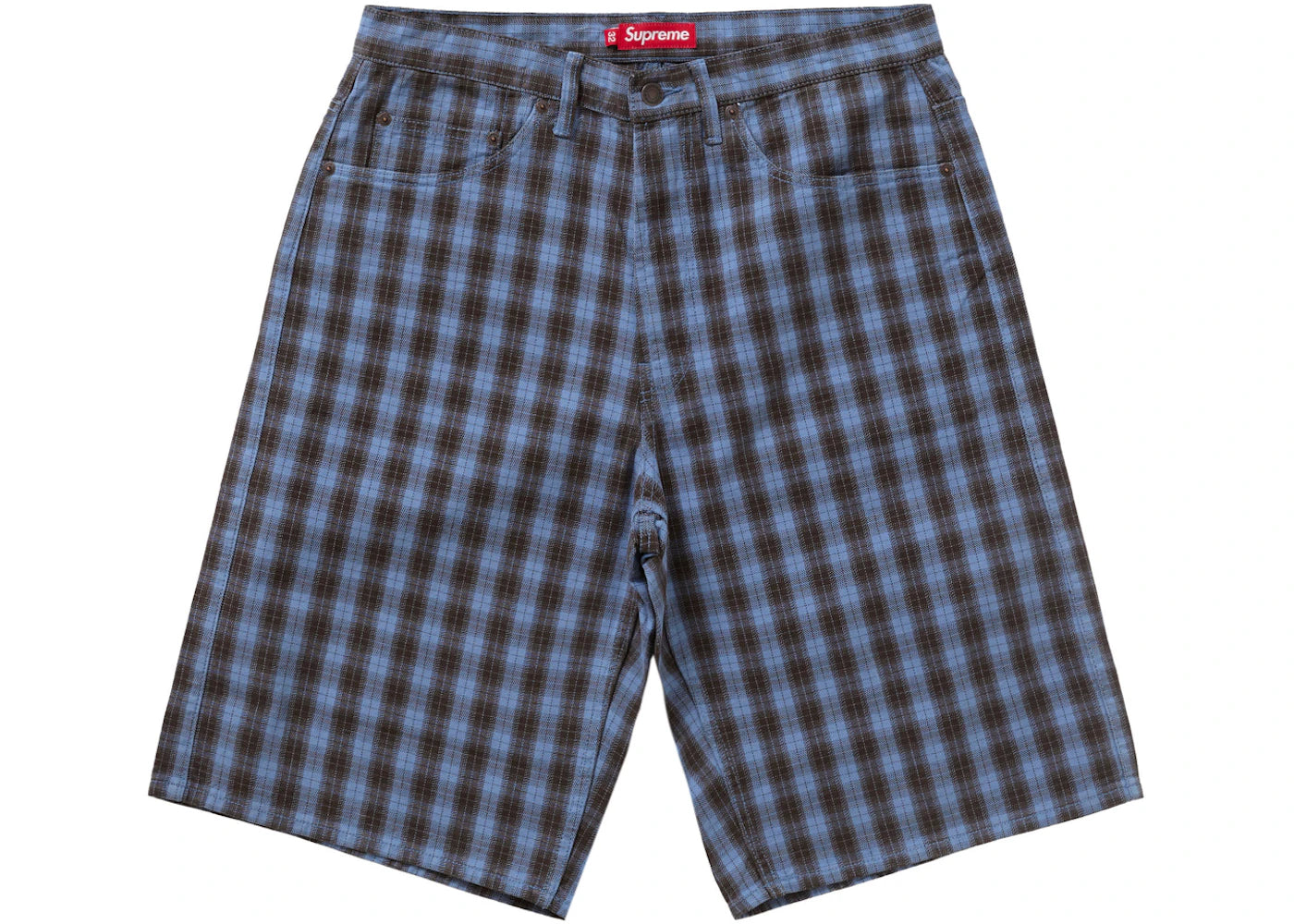 Supreme Plaid Baggy Short Navy