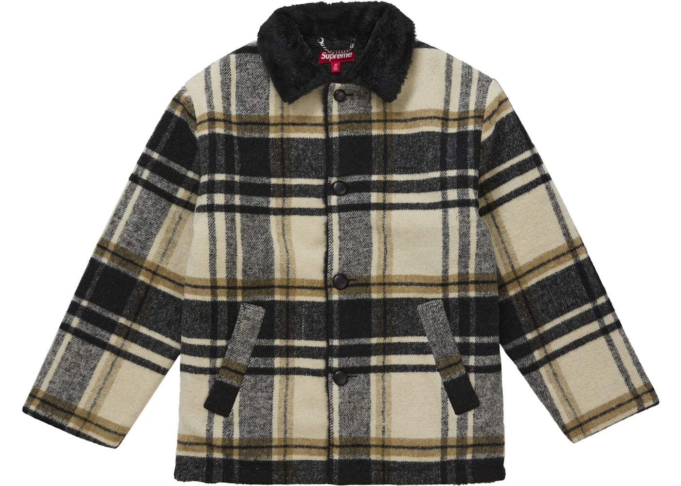 Supreme Plaid Car Coat Cream