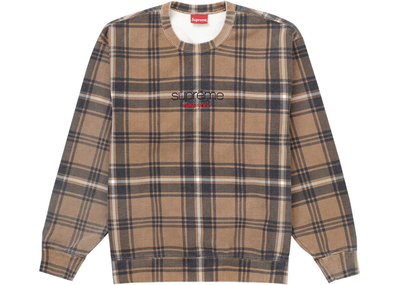 Supreme Plaid Crewneck Brown
