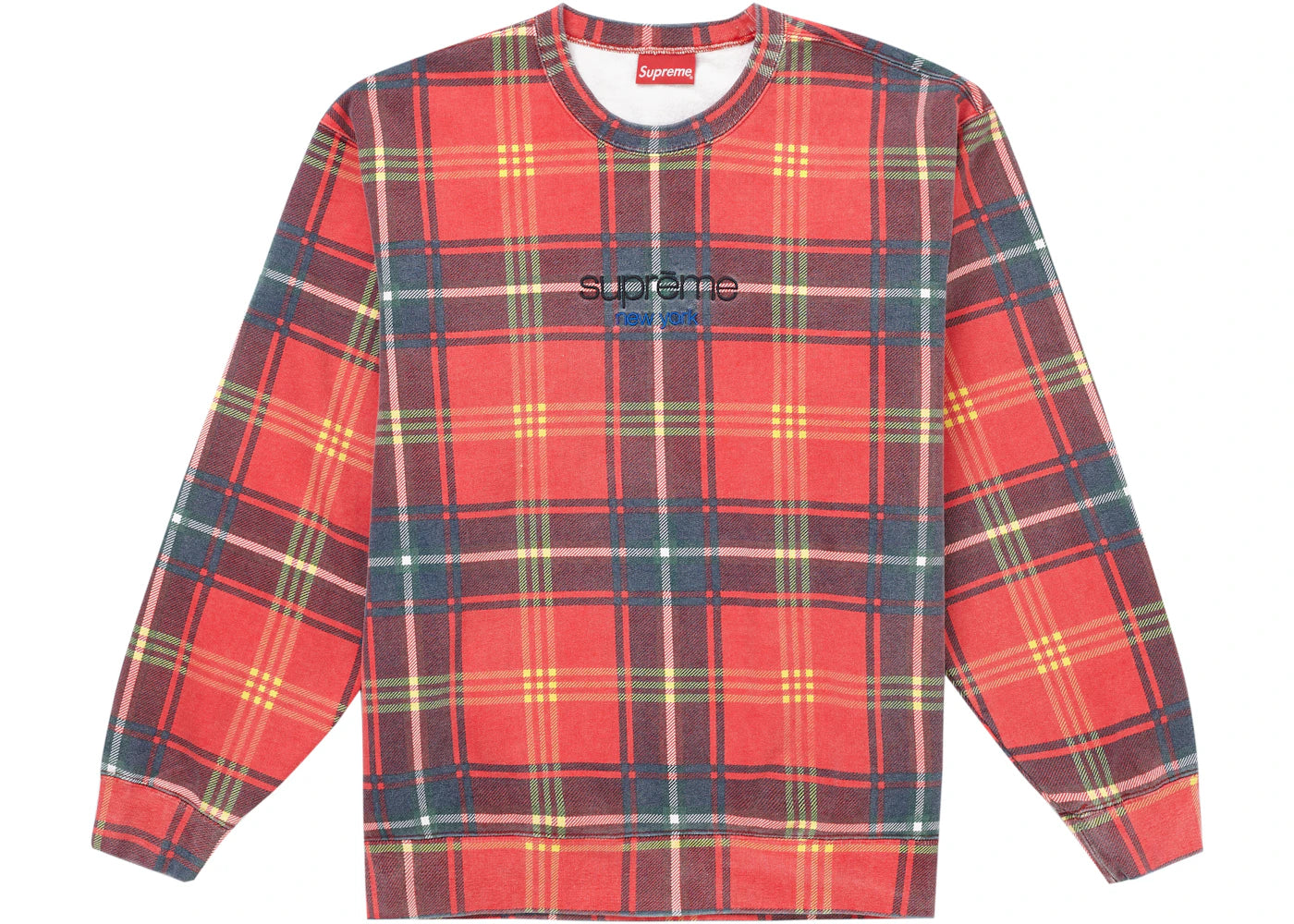 Supreme Plaid Crewneck Red