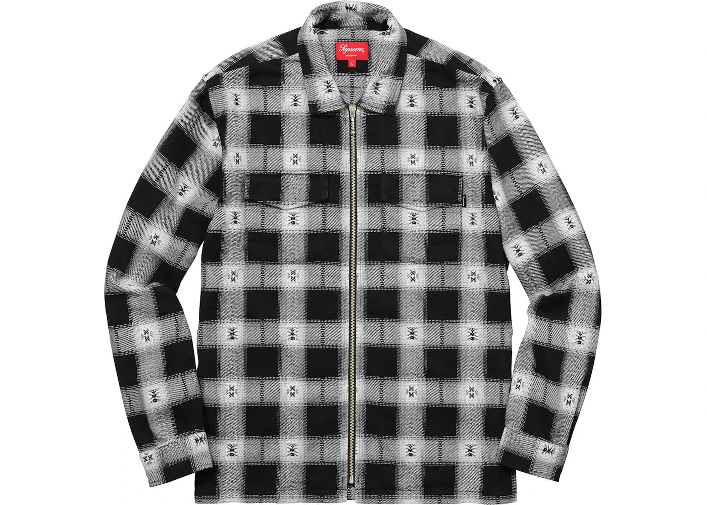 Supreme Plaid Flannel Zip Up Shirt Black