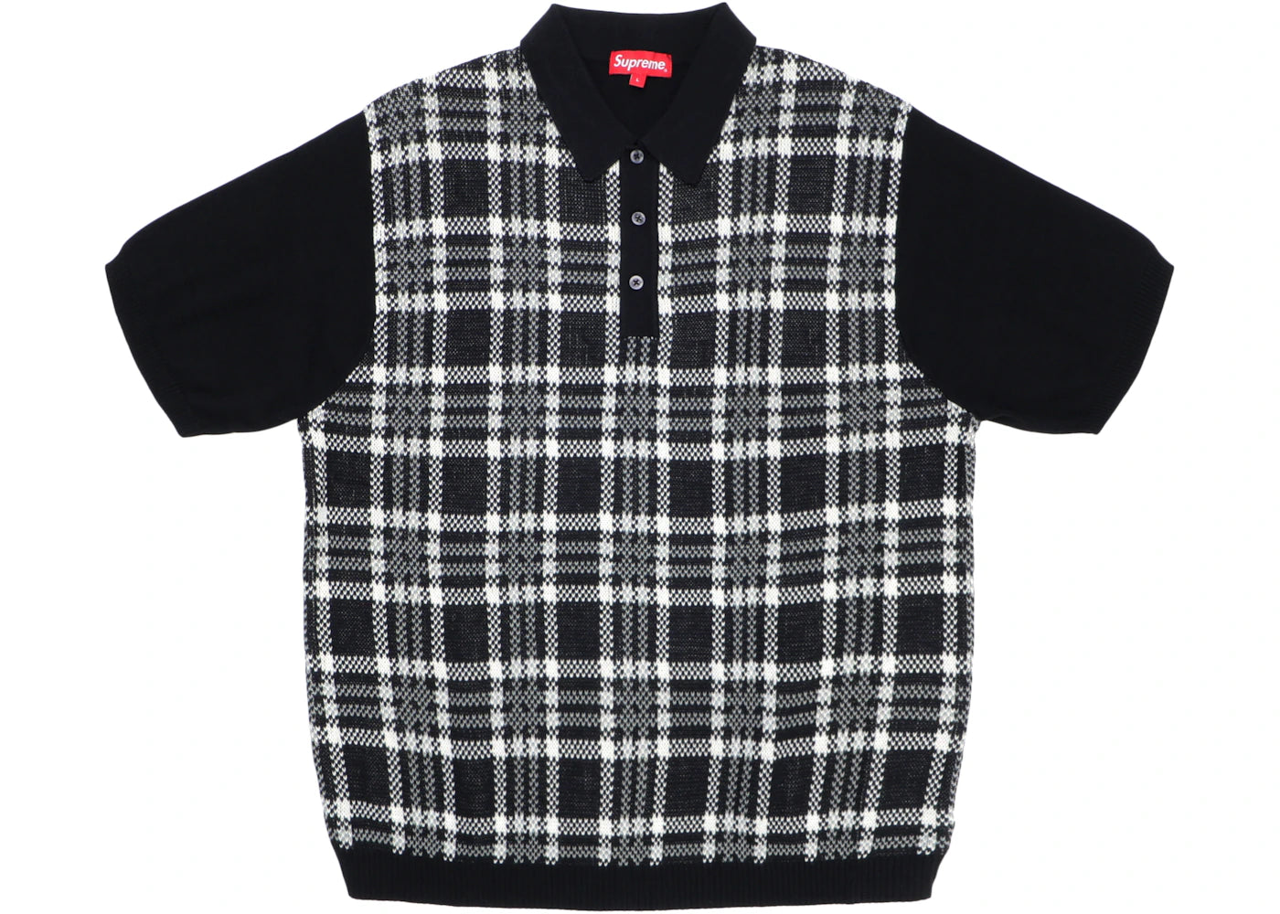 Supreme Plaid Knit Polo Black