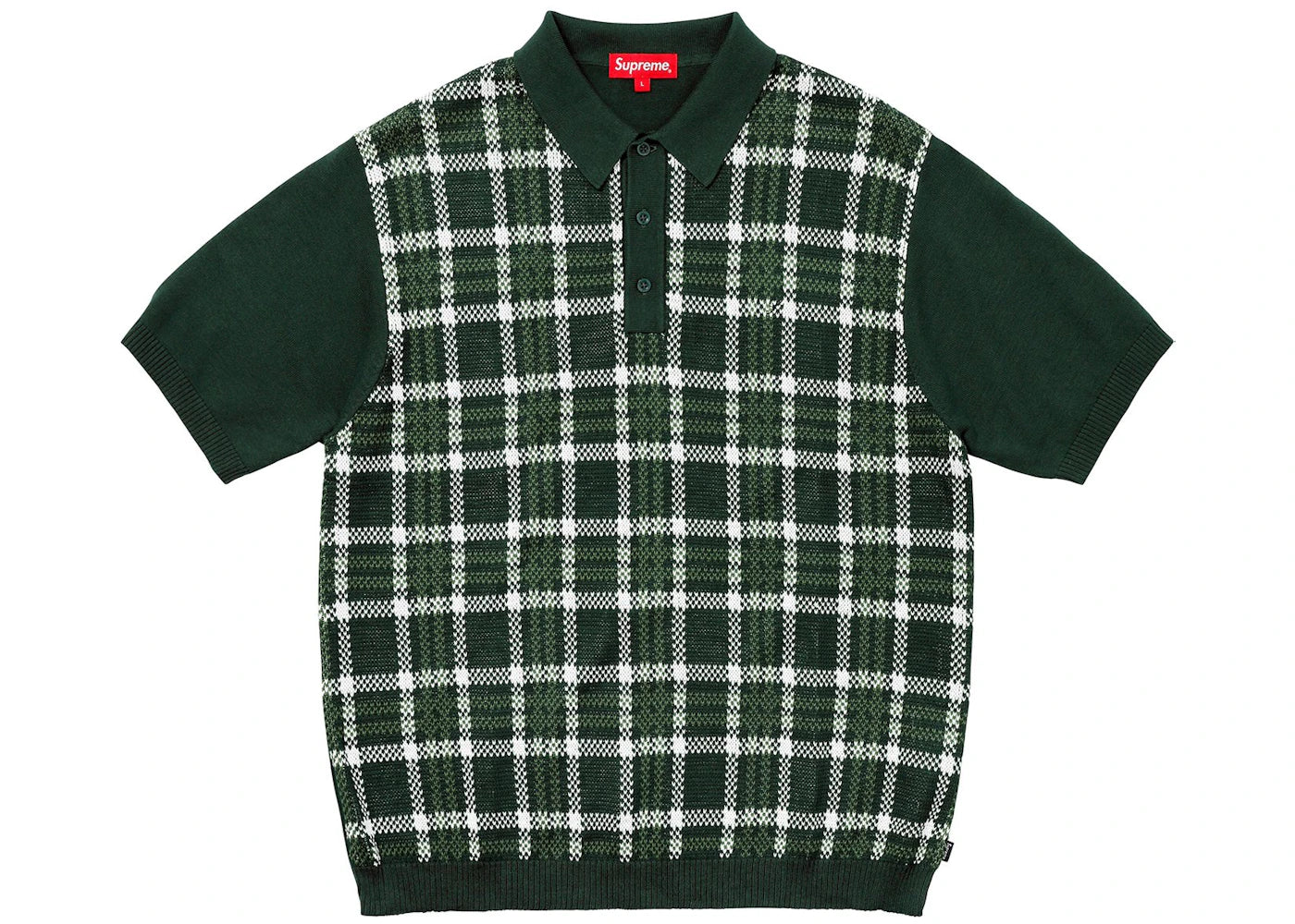 Supreme Plaid Knit Polo Dark Green