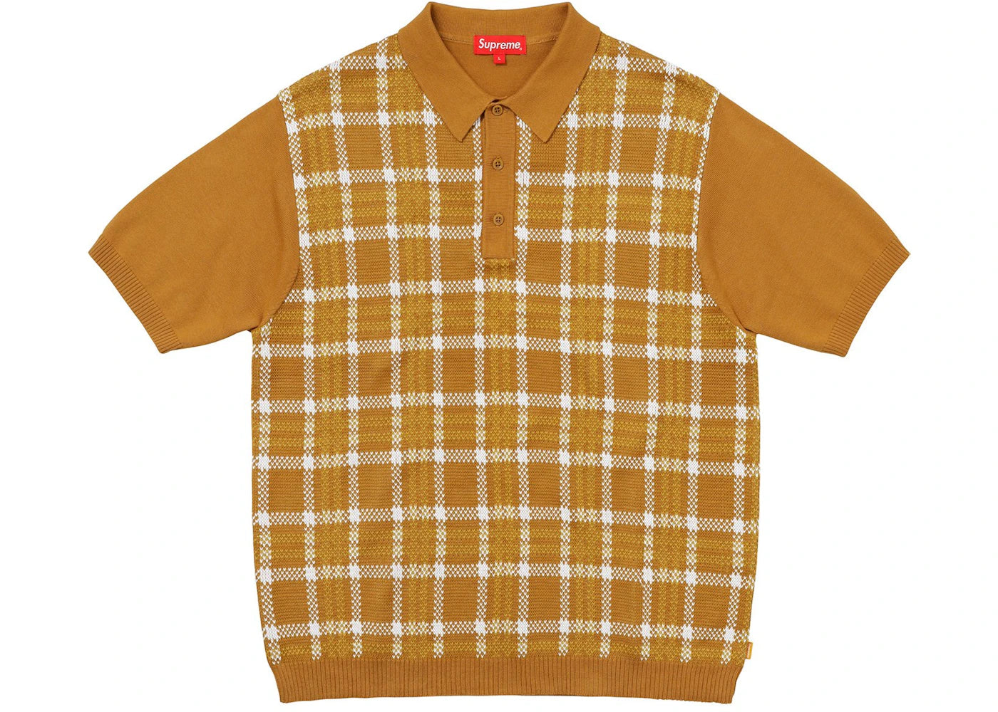 Supreme Plaid Knit Polo Gold