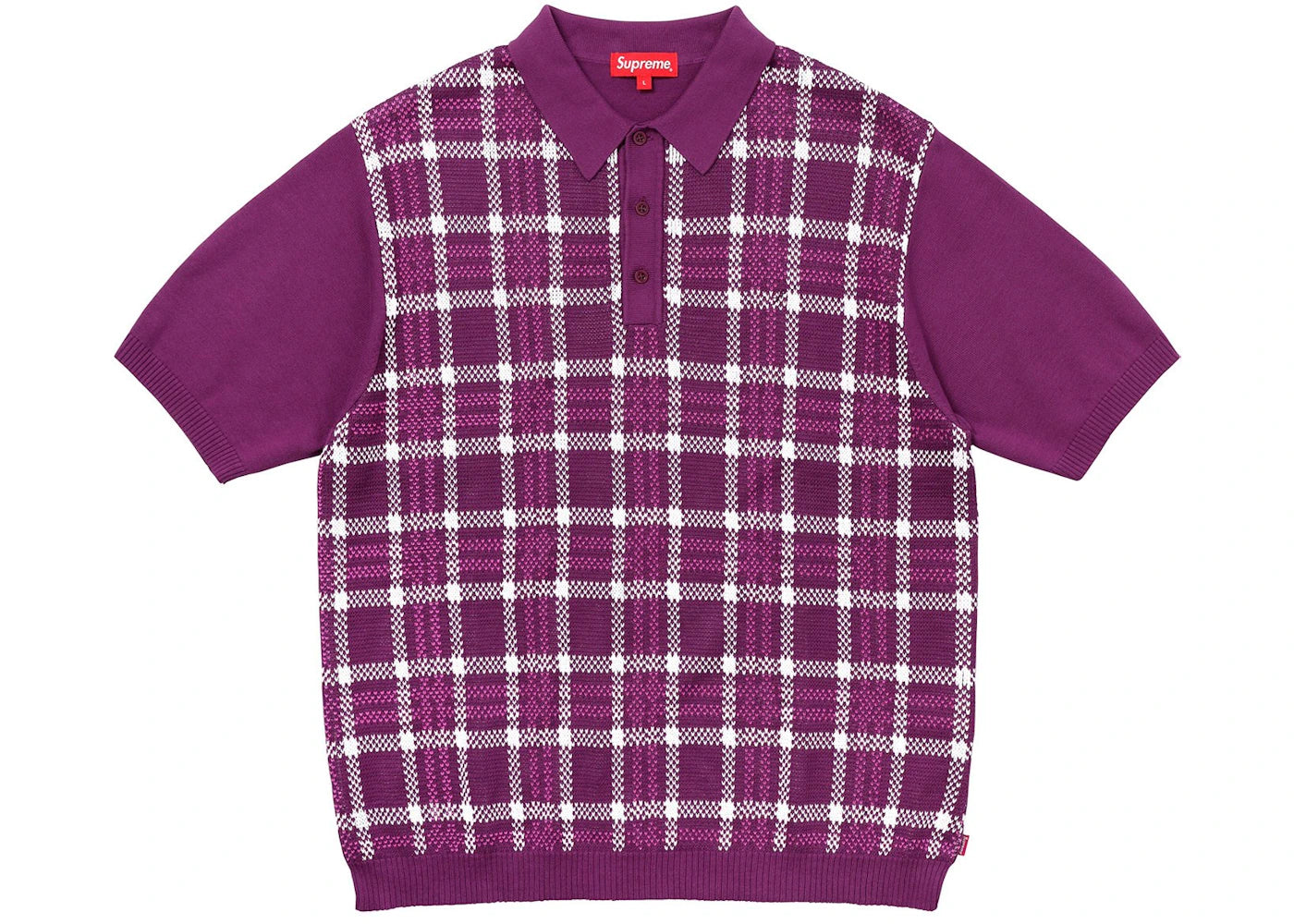 Supreme Plaid Knit Polo Purple