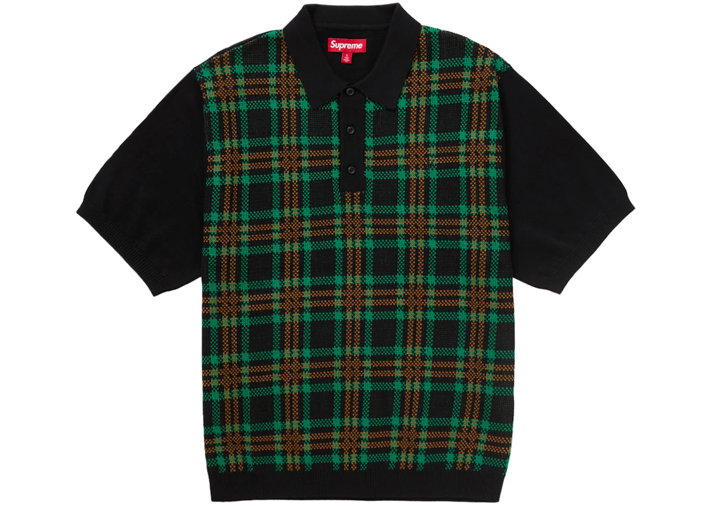 Supreme Plaid Knit S/S Polo Black