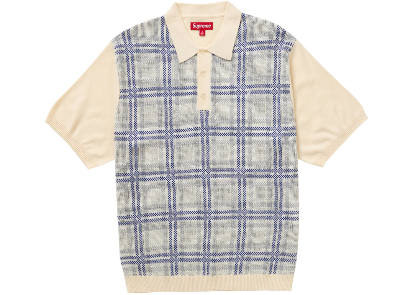 Supreme Plaid Knit S/S Polo White