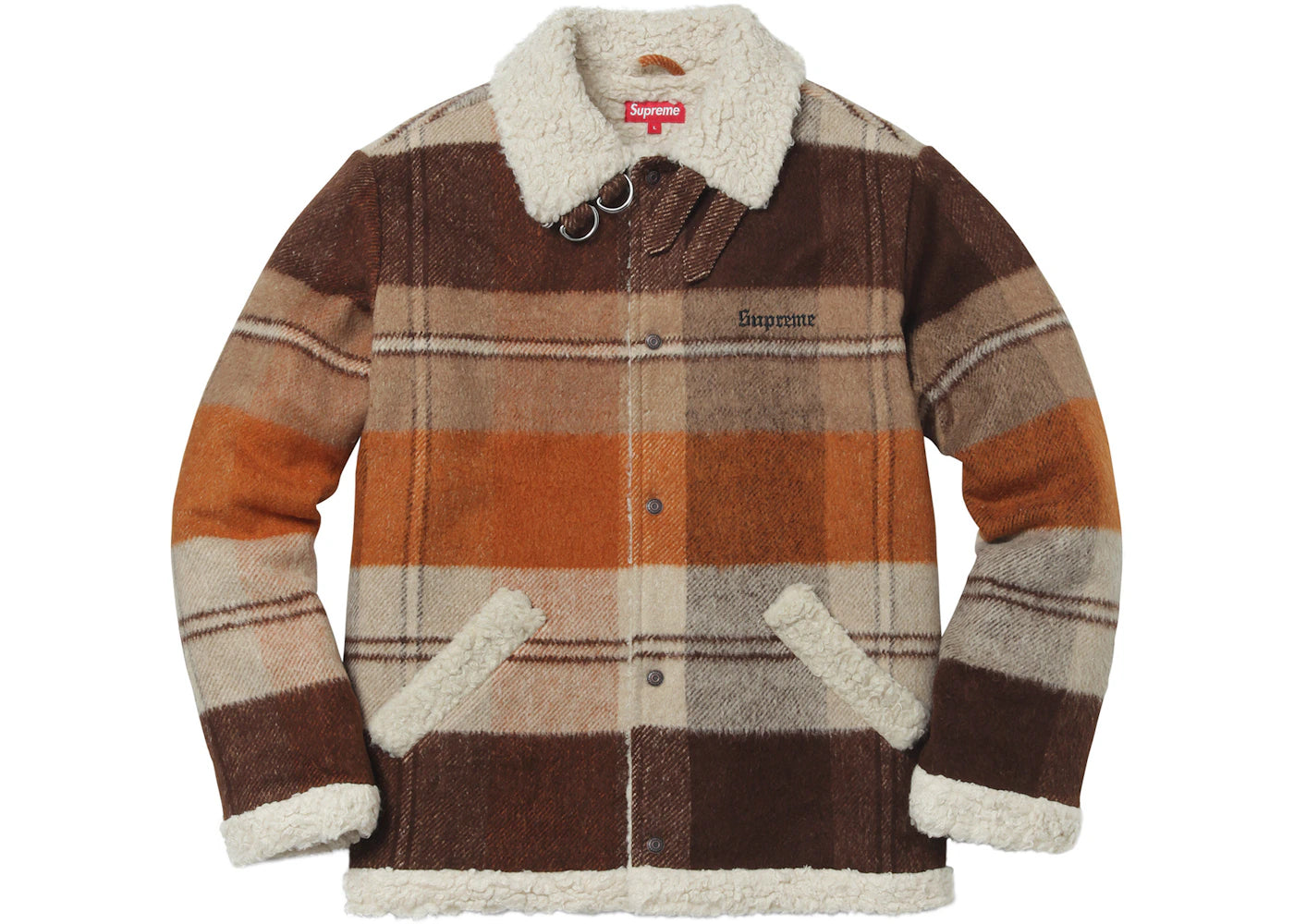 Supreme Plaid Shearling Bomber Brown Plaid