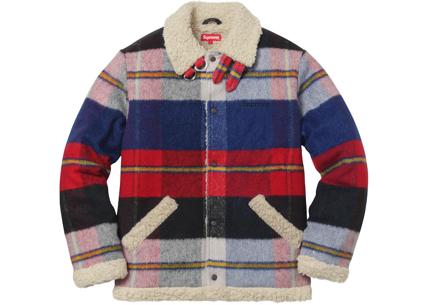 Supreme Plaid Shearling Bomber Red Plaid