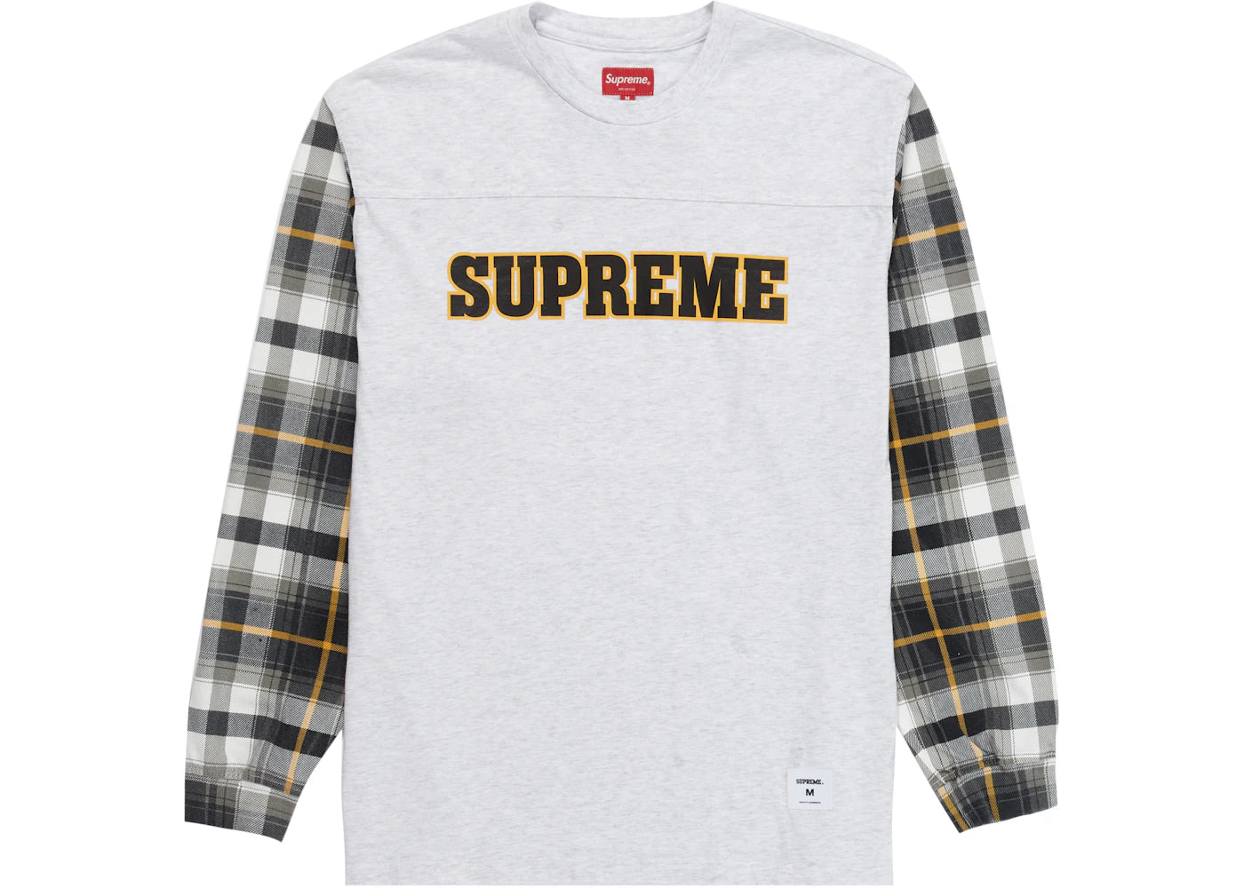 Supreme Plaid Sleeve L/S Tee Ash Grey