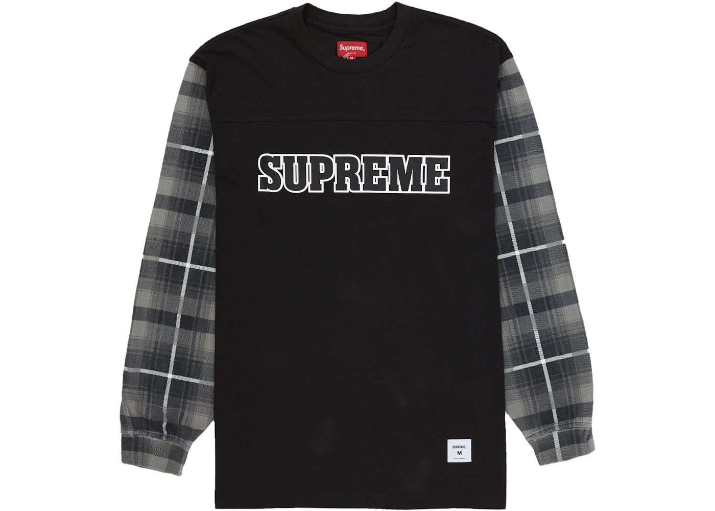 Supreme Plaid Sleeve L/S Tee Black