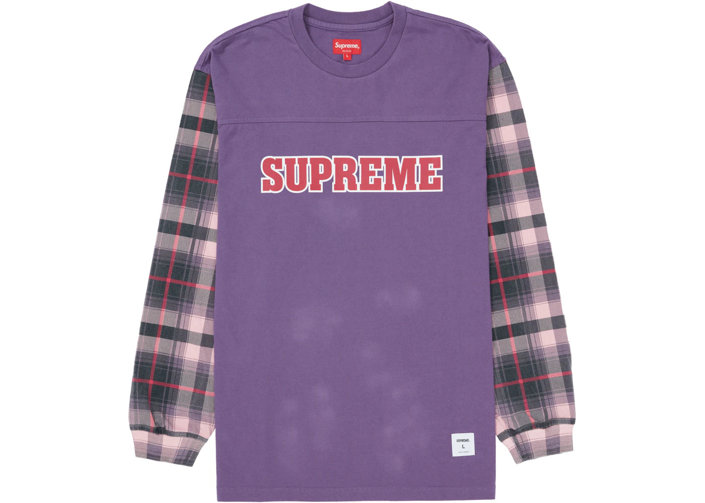 Supreme Plaid Sleeve L/S Tee Dusty Purple