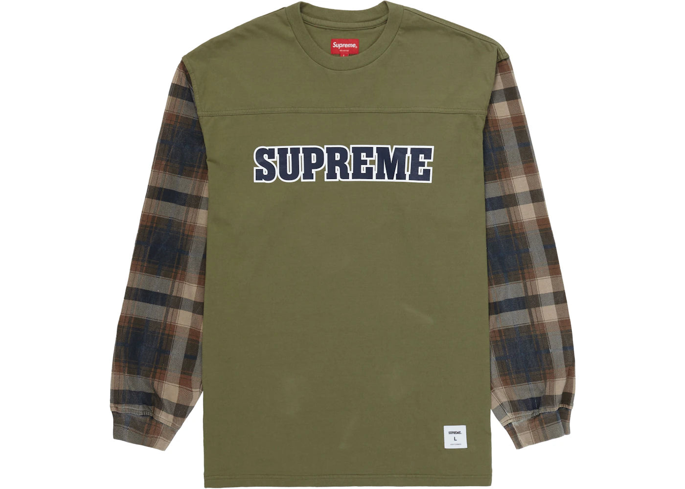 Supreme Plaid Sleeve L/S Tee Light Olive