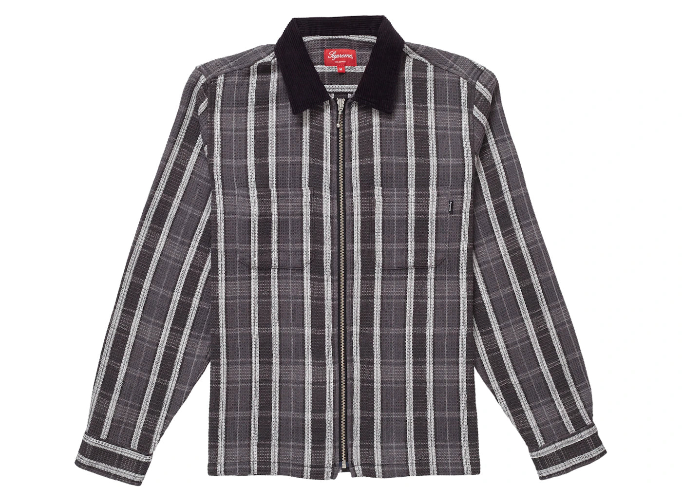 Supreme Plaid Thermal Zip Up Shirt Black