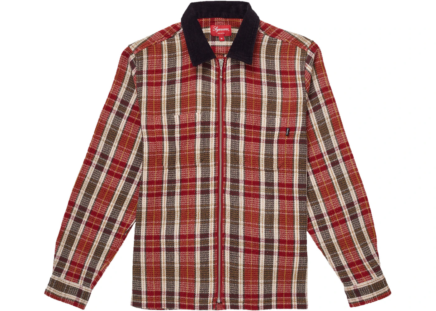 Supreme Plaid Thermal Zip Up Shirt Dusty Red