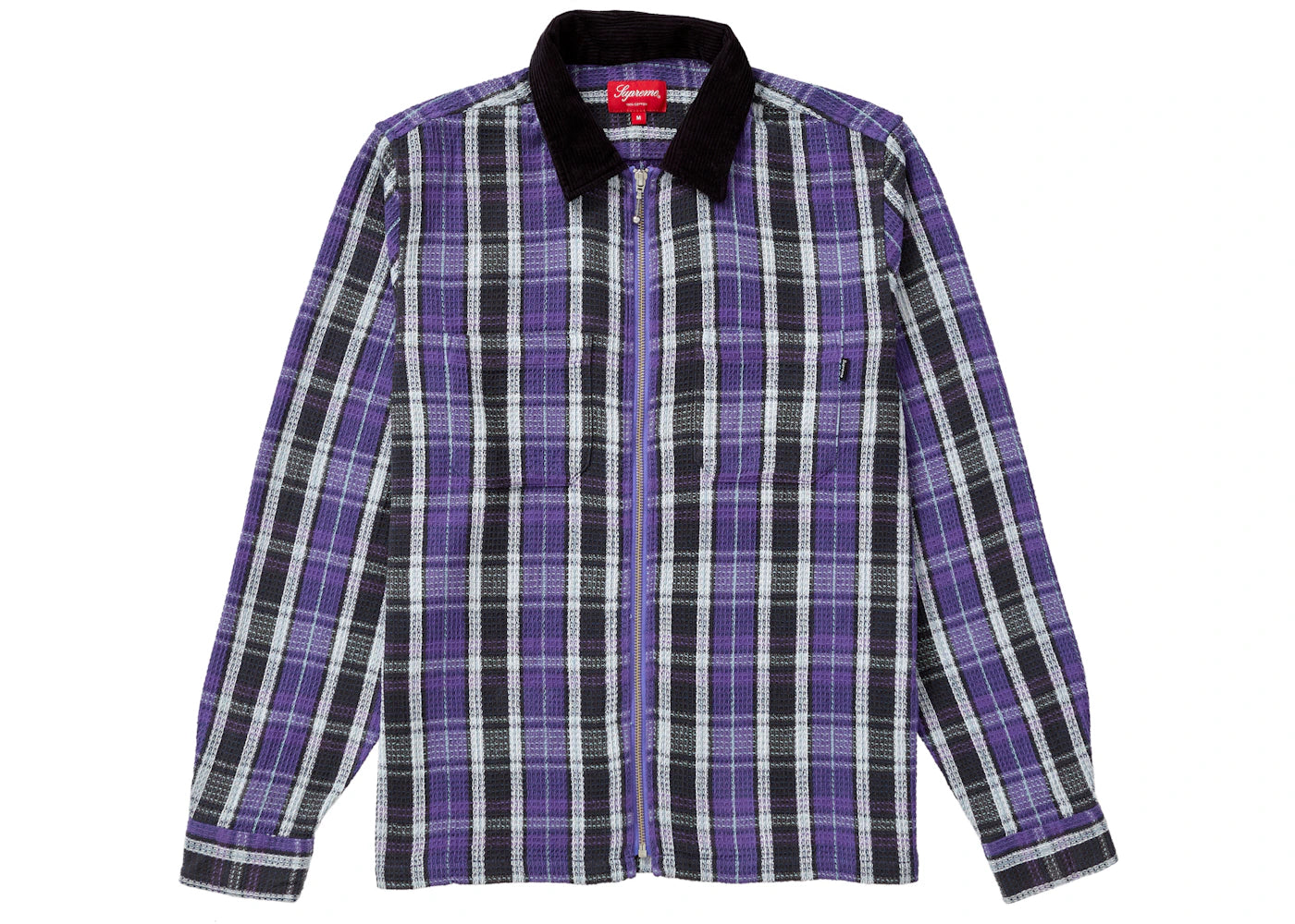 Supreme Plaid Thermal Zip Up Shirt Purple