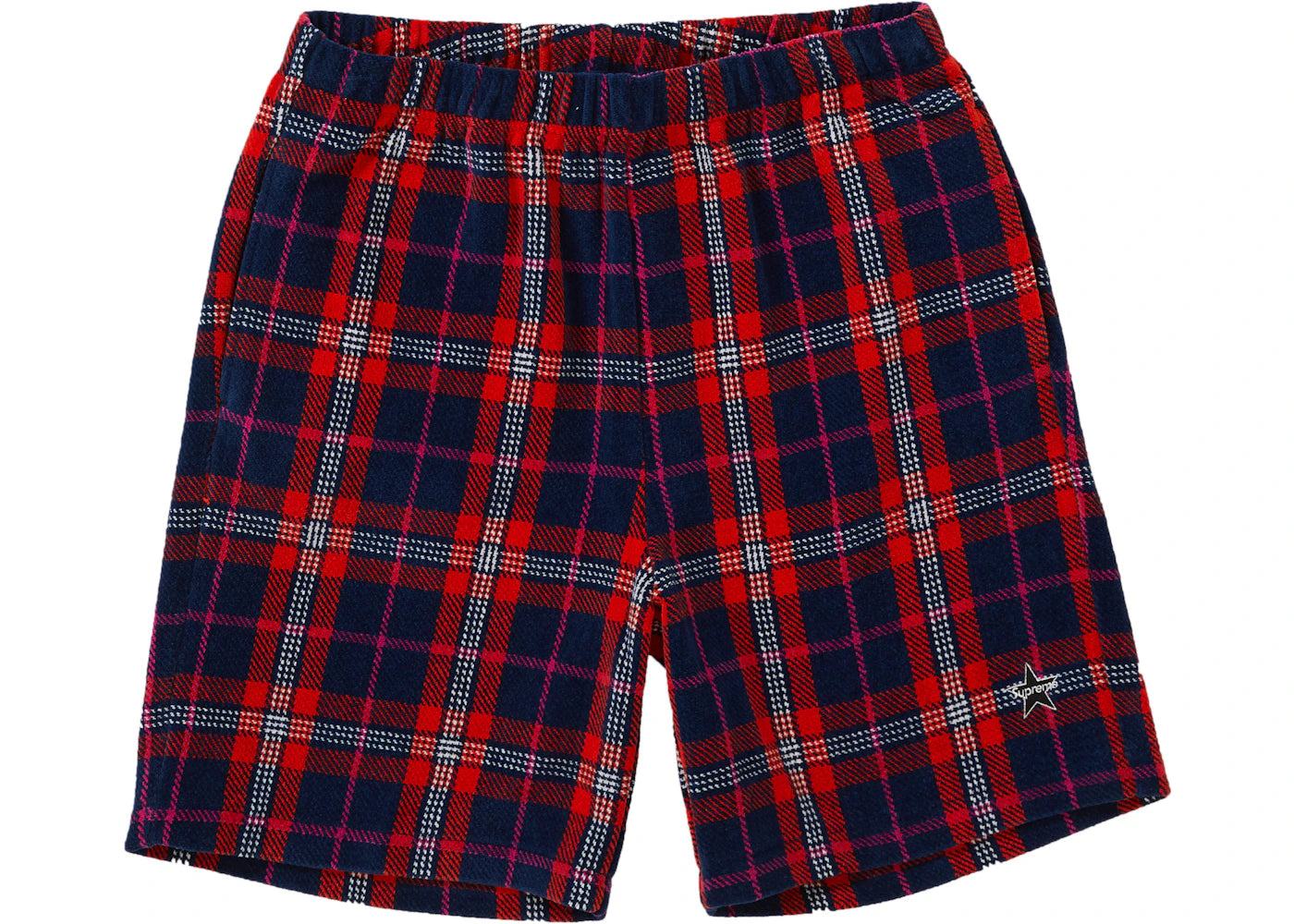 Supreme Plaid Velour Short Navy