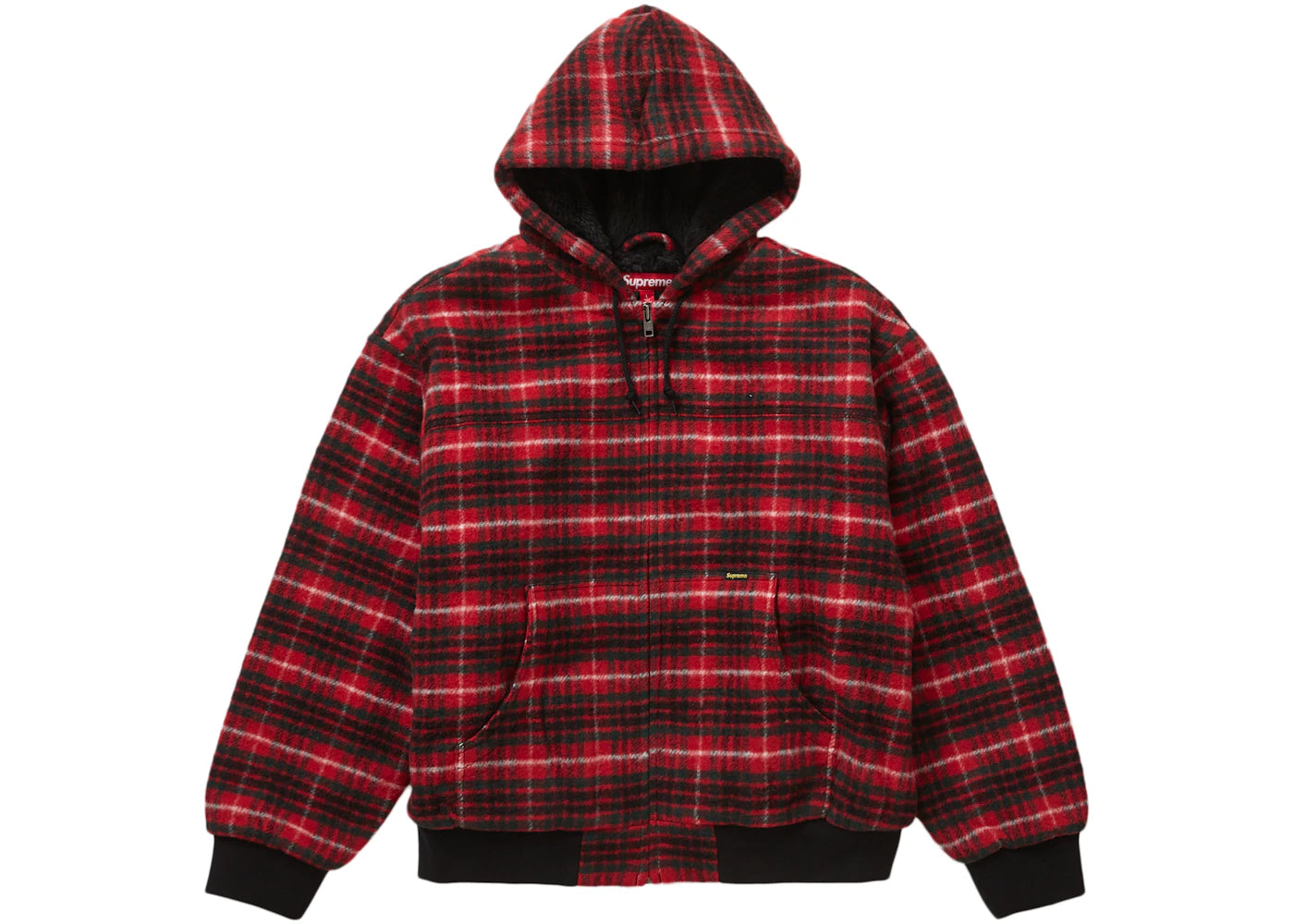 Supreme Plaid Wool Hooded Work Jacket Red