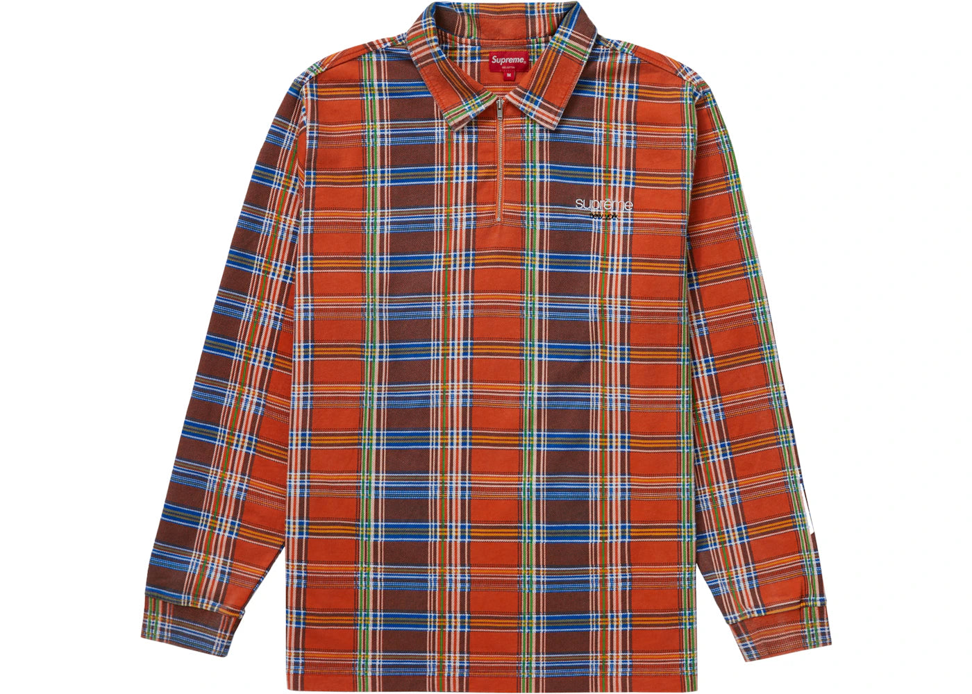 Supreme Plaid Zip Up L/S Polo Orange
