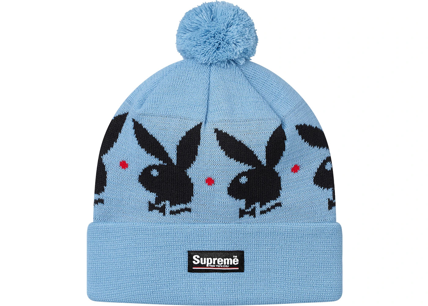 Supreme Playboy Jacquard Beanie (FW17) Light Blue