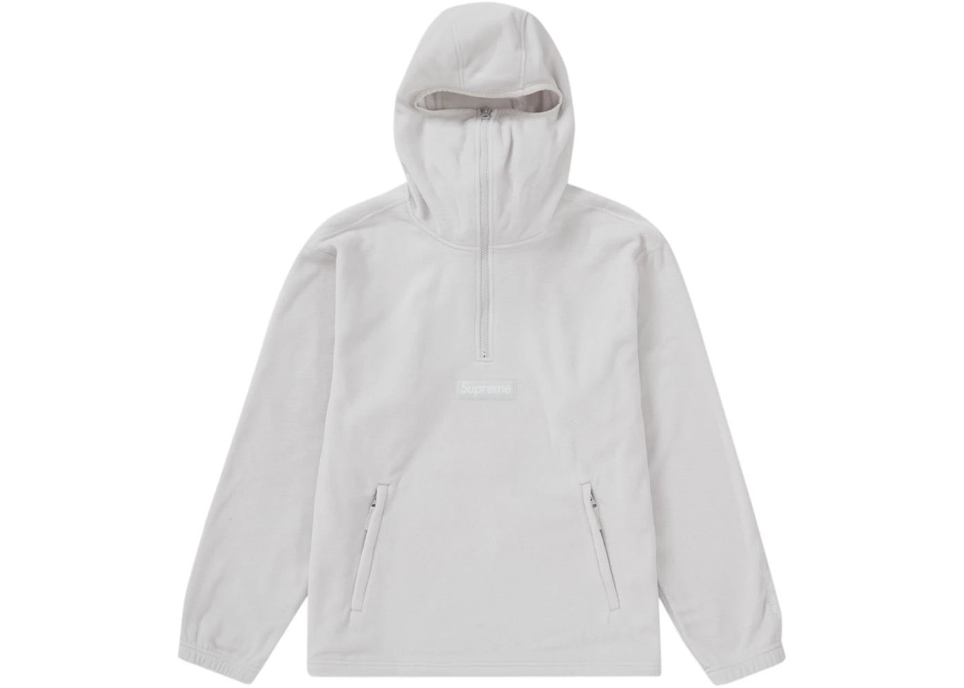 Supreme Polartec Facemask Half Zip Hooded Sweatshirt Light Grey