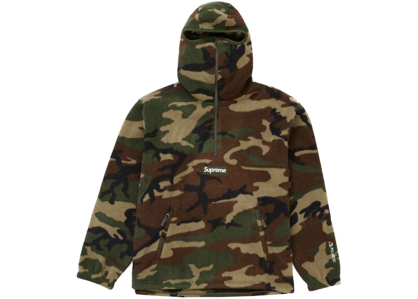 Supreme Polartec Facemask Half Zip Pullover Woodland Camo
