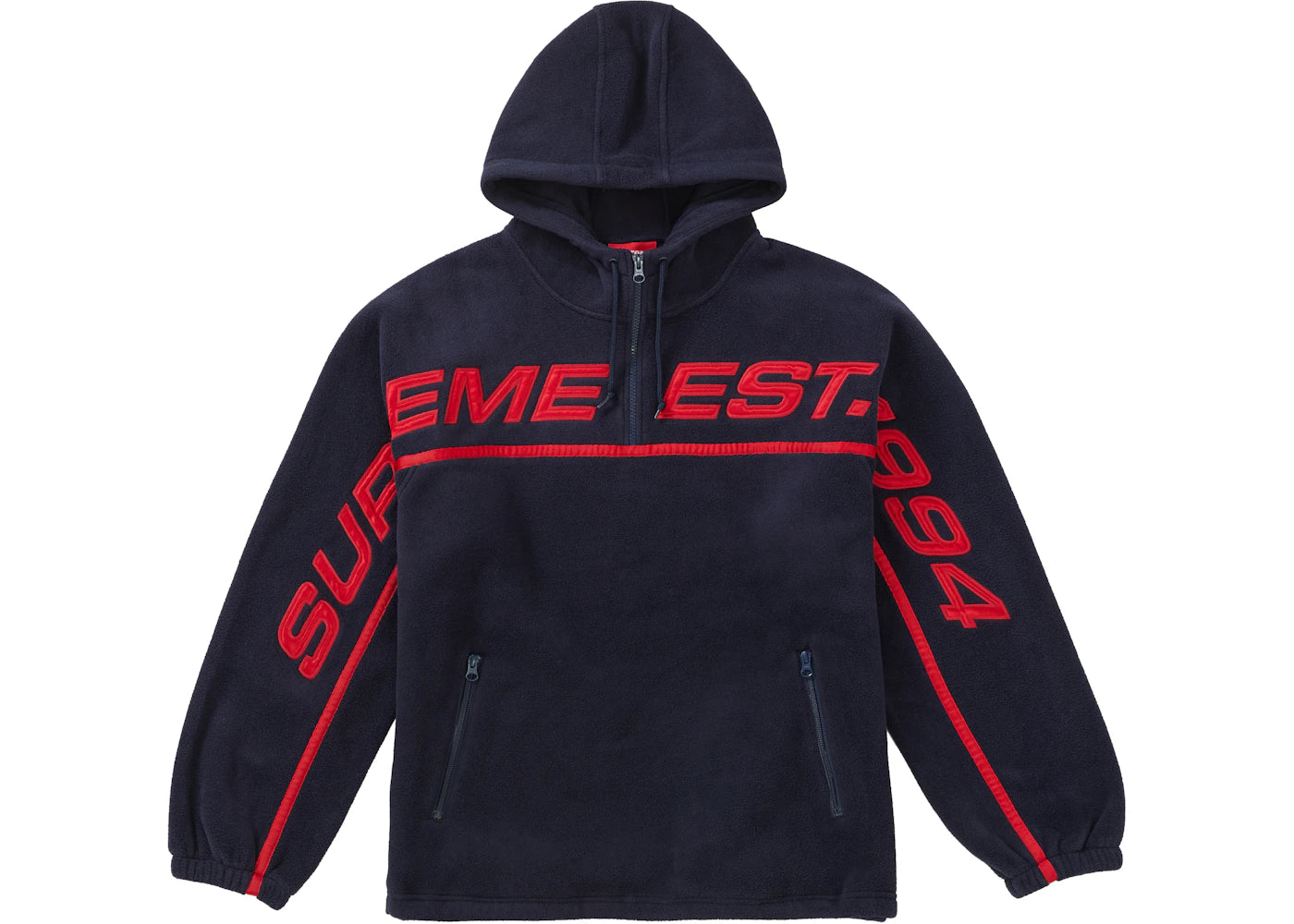 Supreme Polartec Half Zip Hooded Sweatshirt Navy