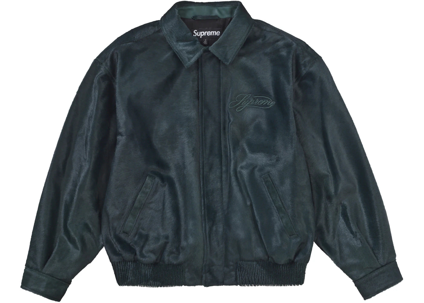 Supreme Ponyhair Varsity Jacket Green