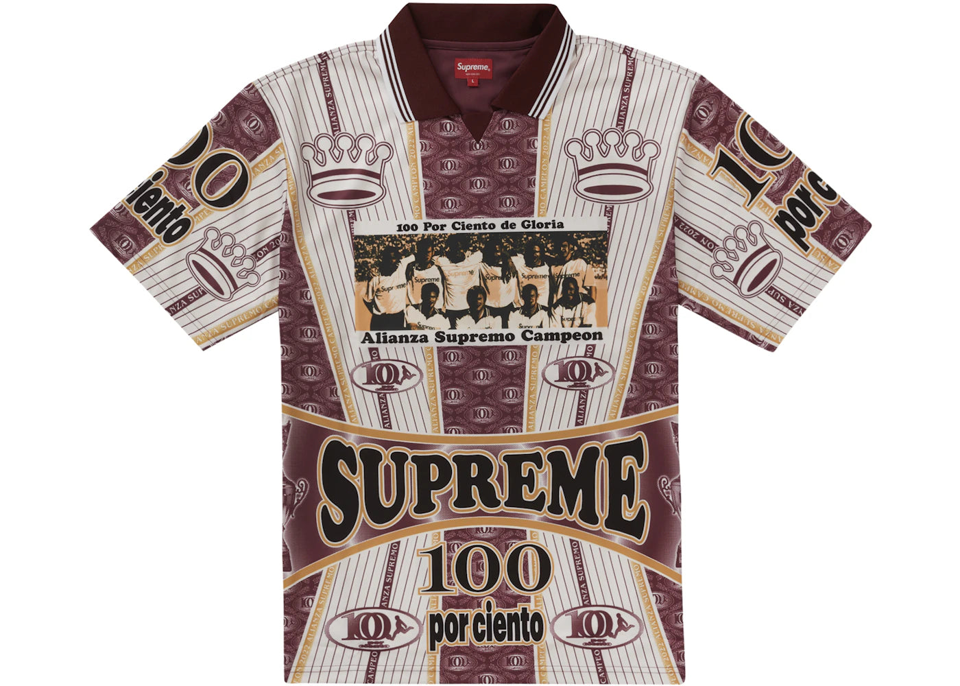 Supreme Por Ciento Soccer Jersey Burgundy