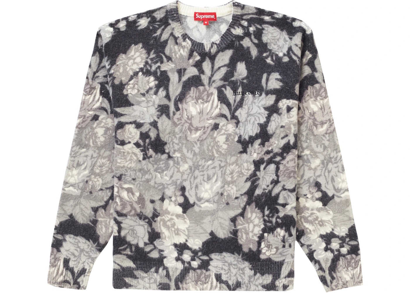 Supreme Printed Floral Angora Sweater Black