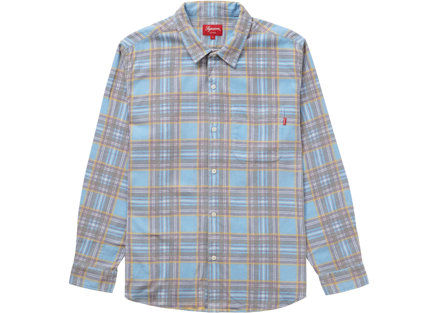 Supreme Printed Plaid Shirt Light Blue