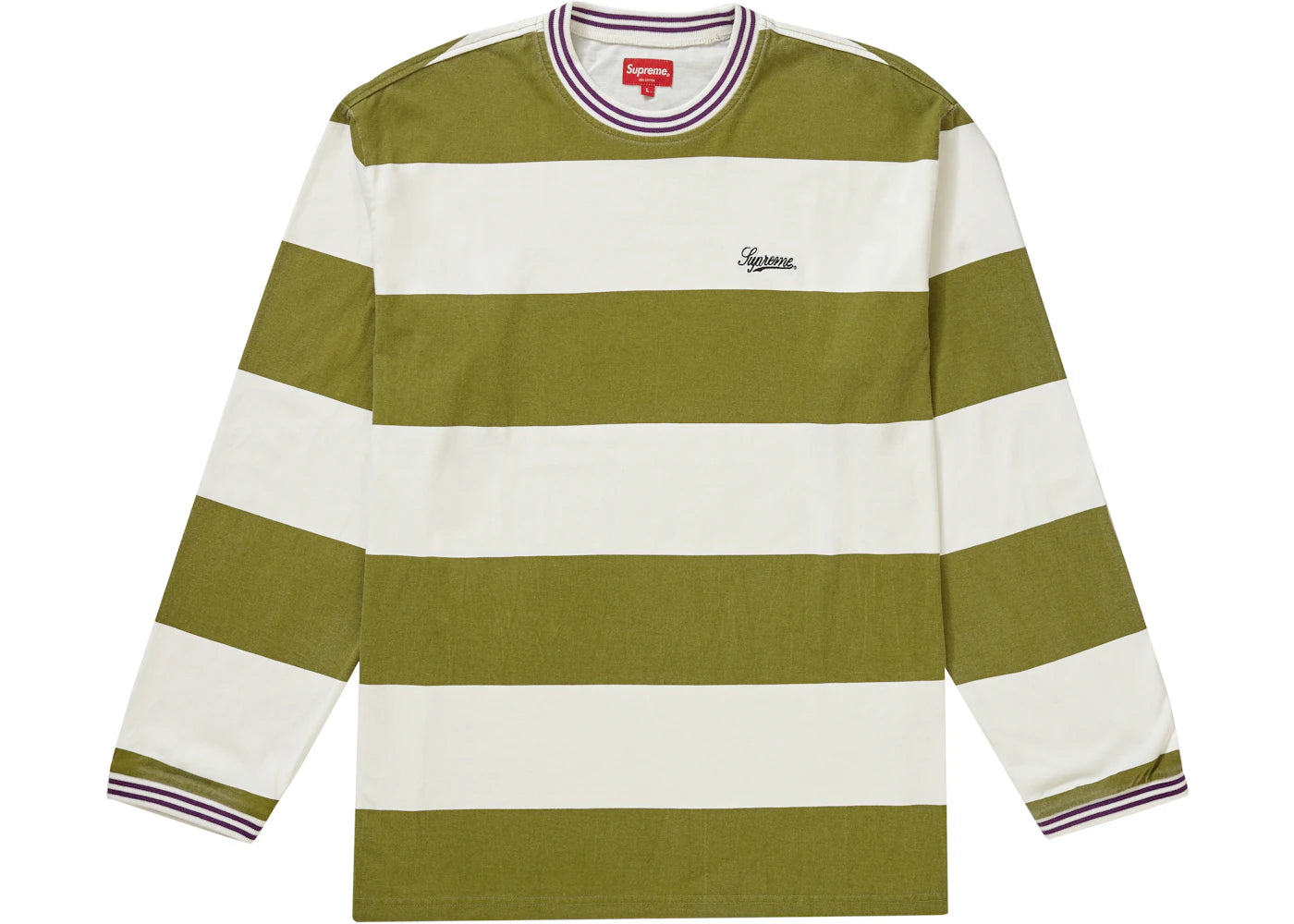 Supreme Printed Stripe L/S Top (FW19) Light Olive