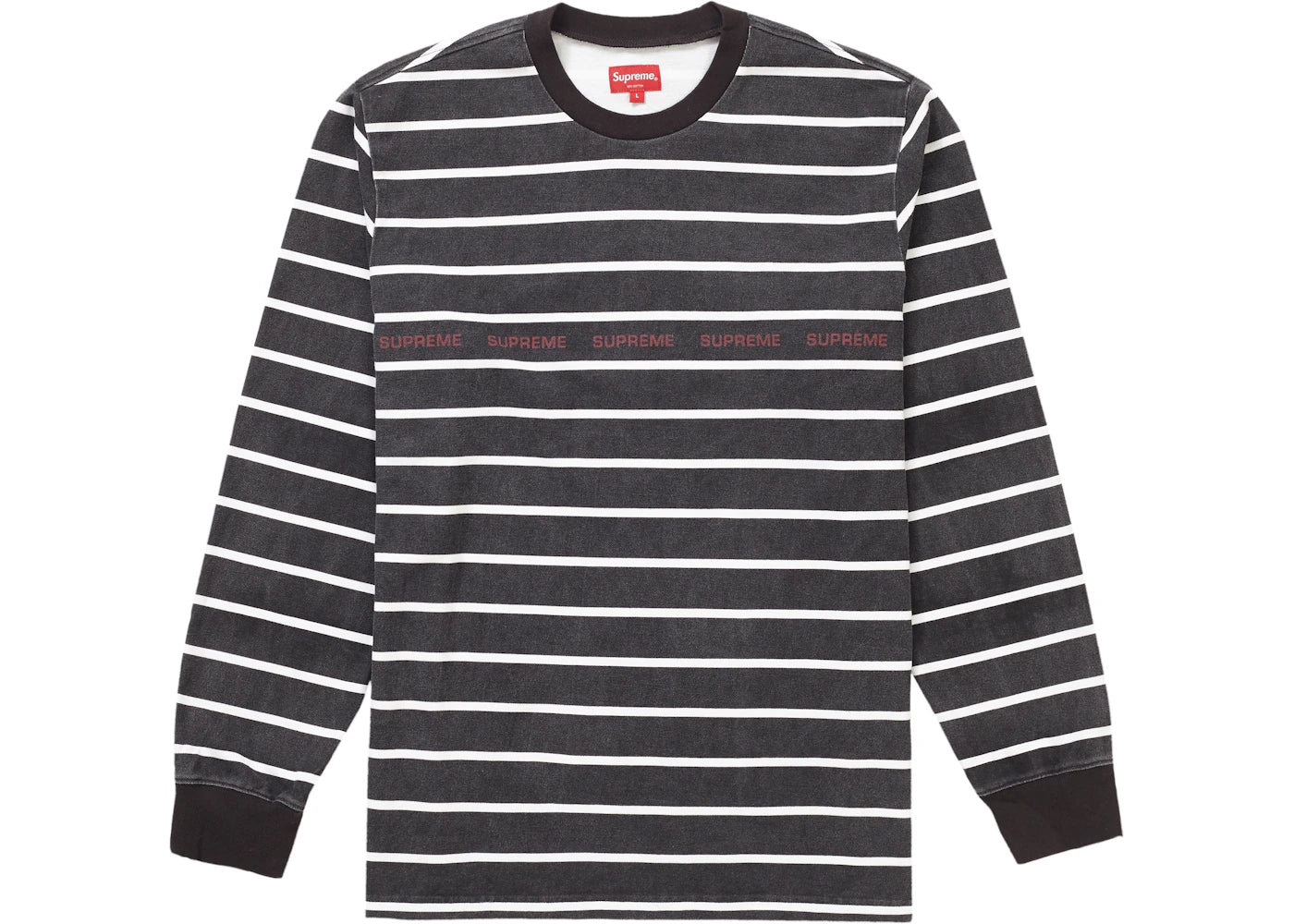 Supreme Printed Stripe Pique L/S Top Black