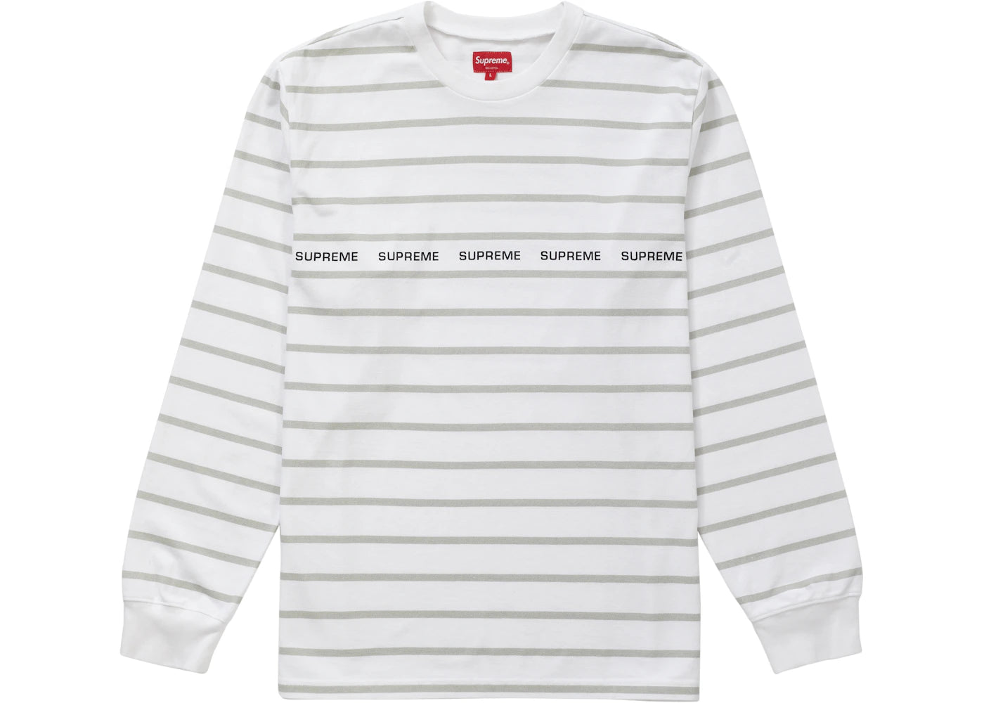 Supreme Printed Stripe Pique L/S Top White