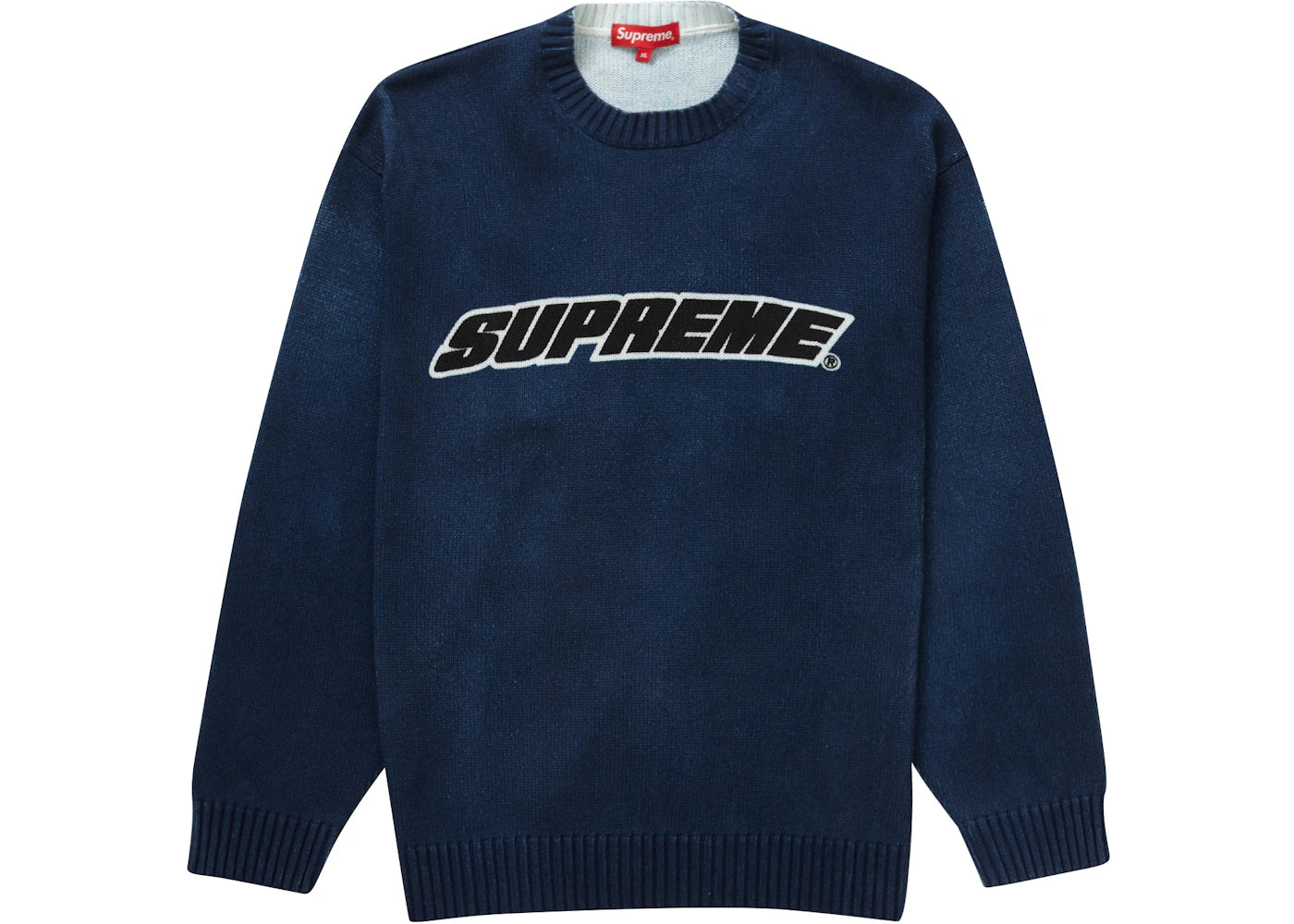 Supreme Printed Washed Sweater Navy