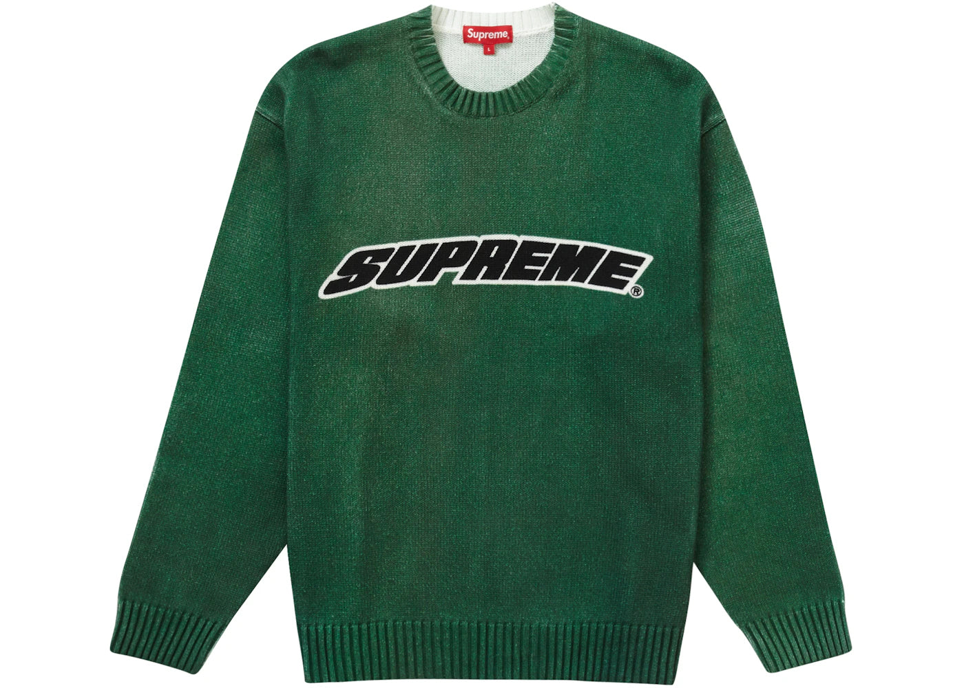 Supreme Printed Washed Sweater Olive