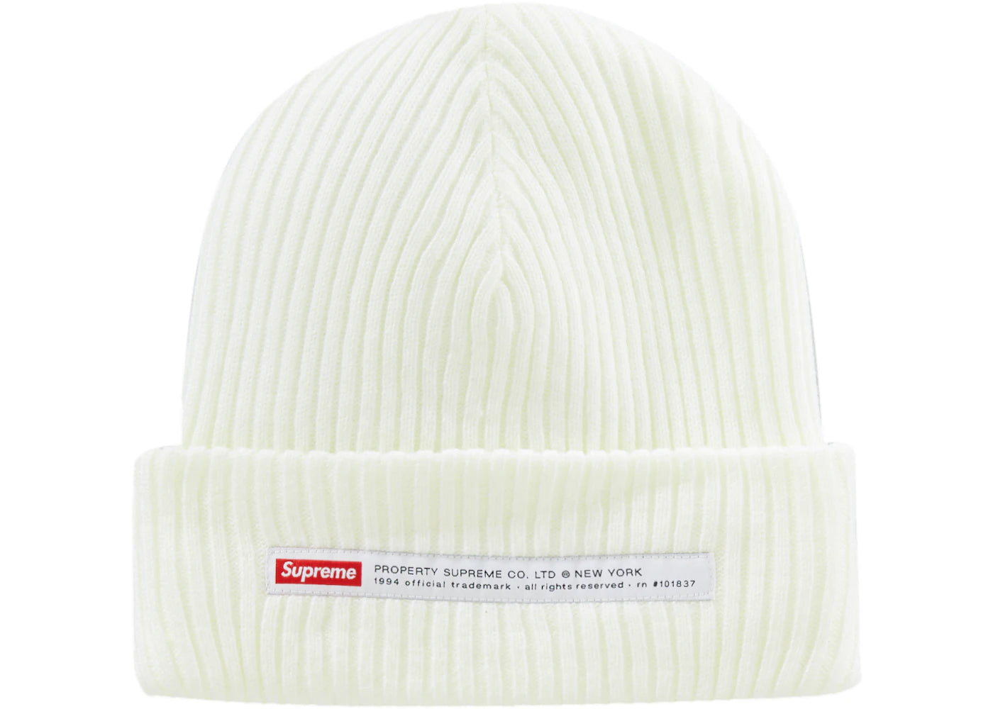 Supreme Property Label Beanie White