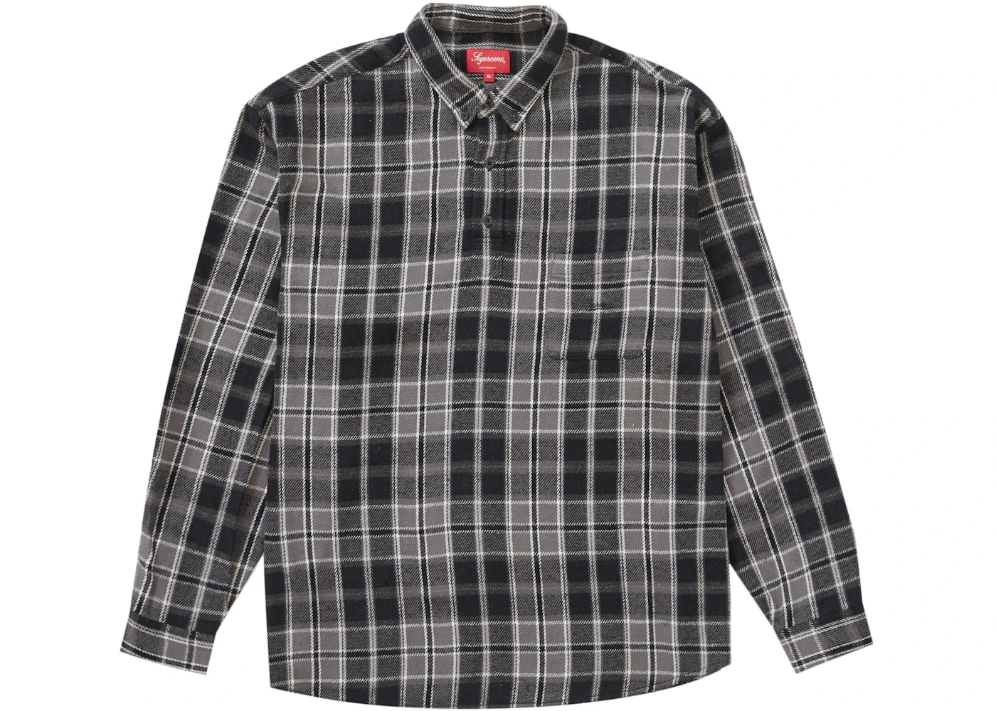 Supreme Pullover Plaid Flannel Shirt Black