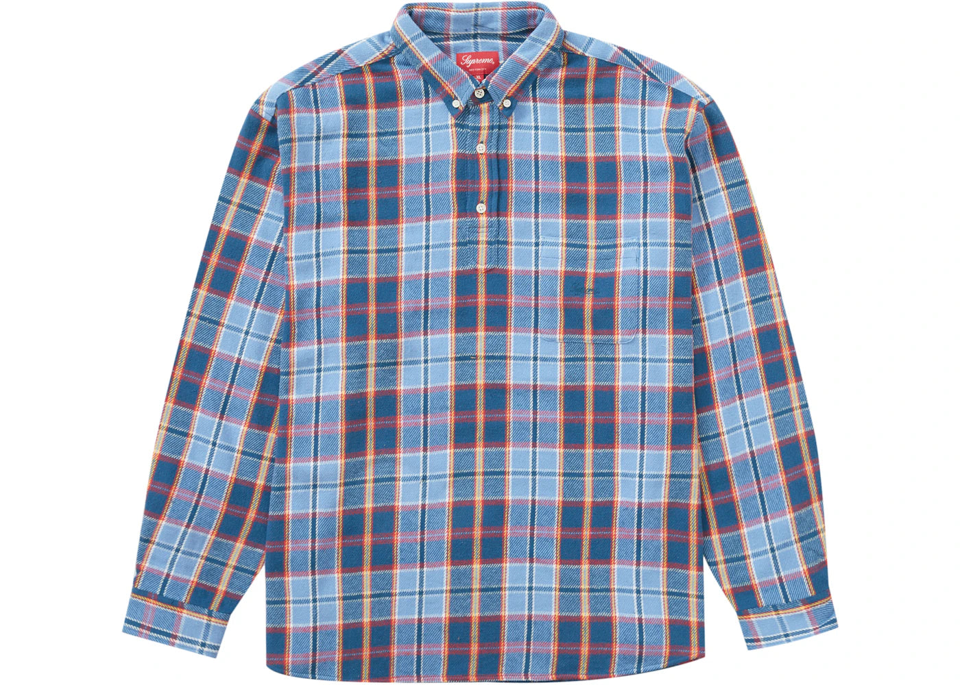 Supreme Pullover Plaid Flannel Shirt Blue