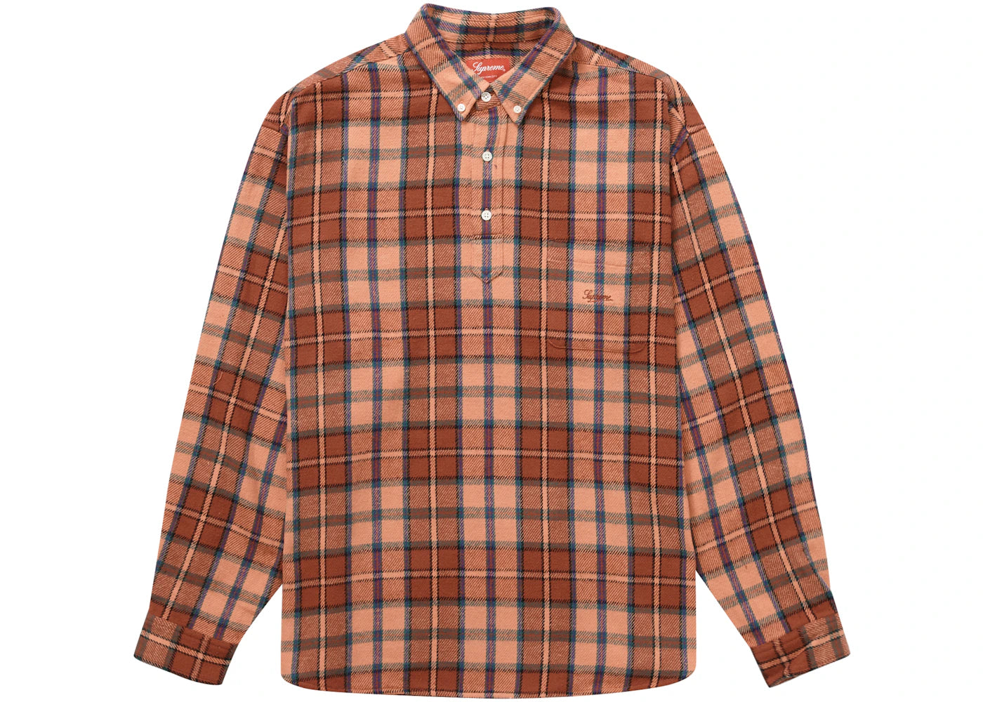 Supreme Pullover Plaid Flannel Shirt Pink