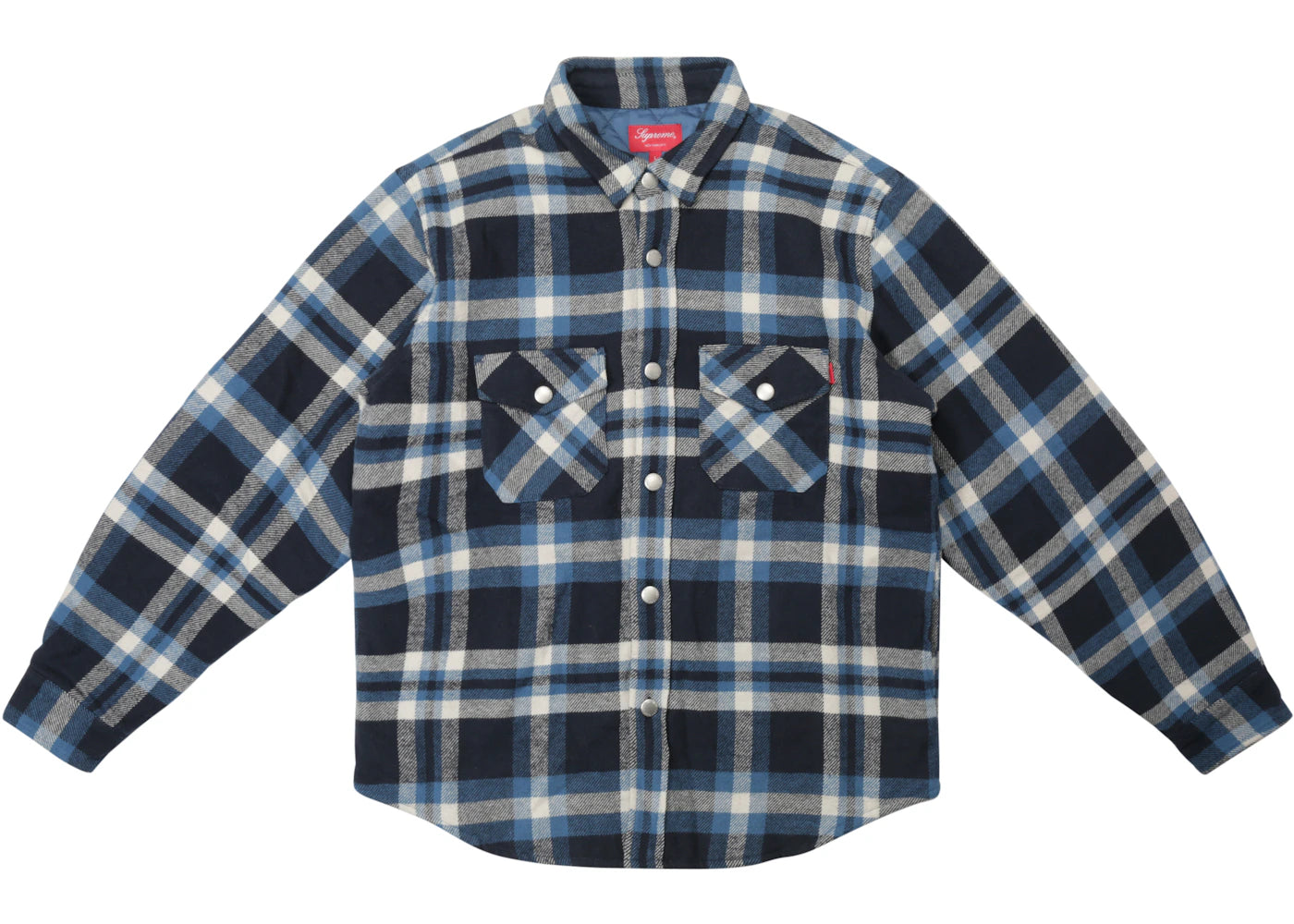 Supreme Quilted Arc Logo Flannel Shirt Navy