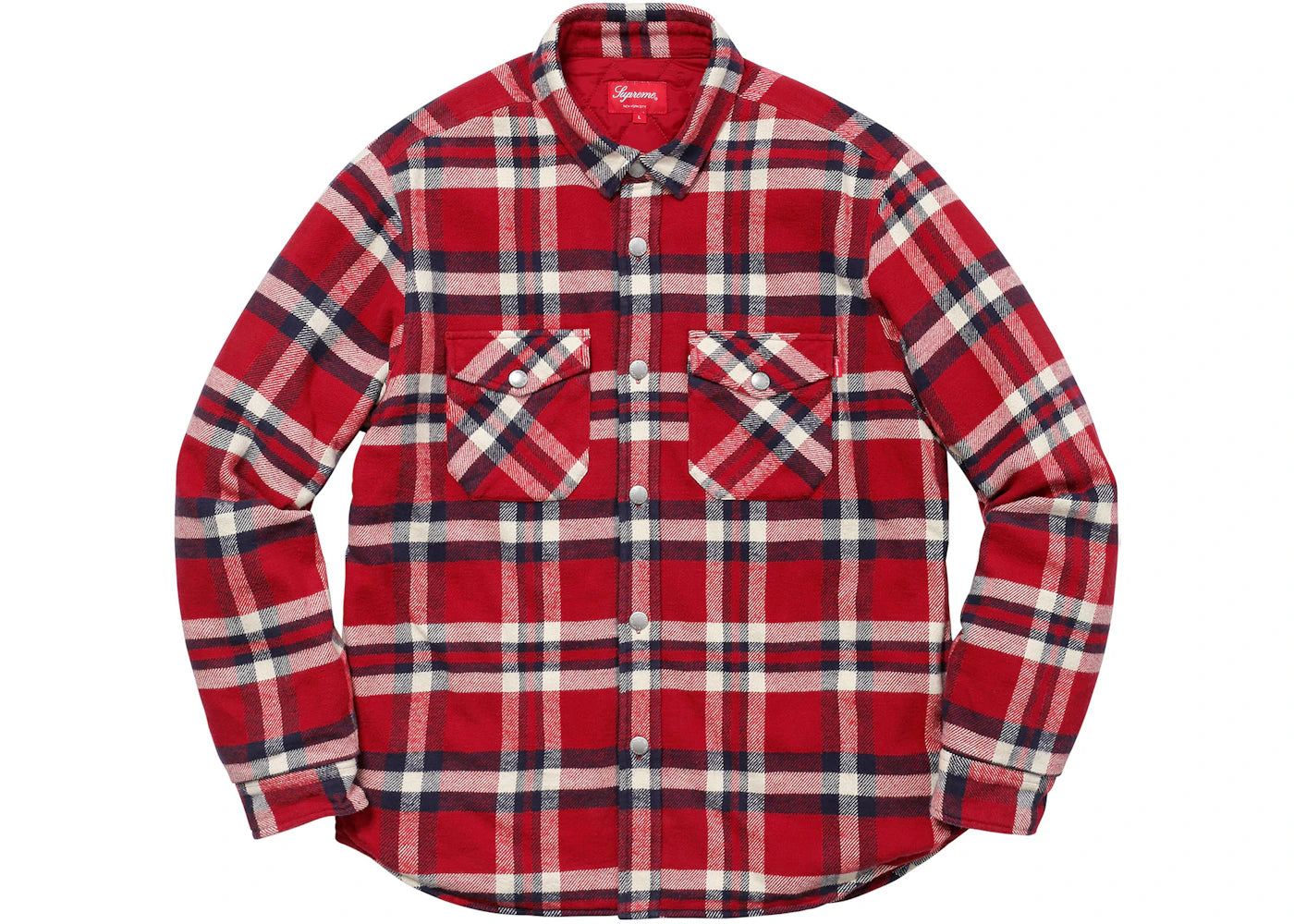 Supreme Quilted Arc Logo Flannel Shirt Red