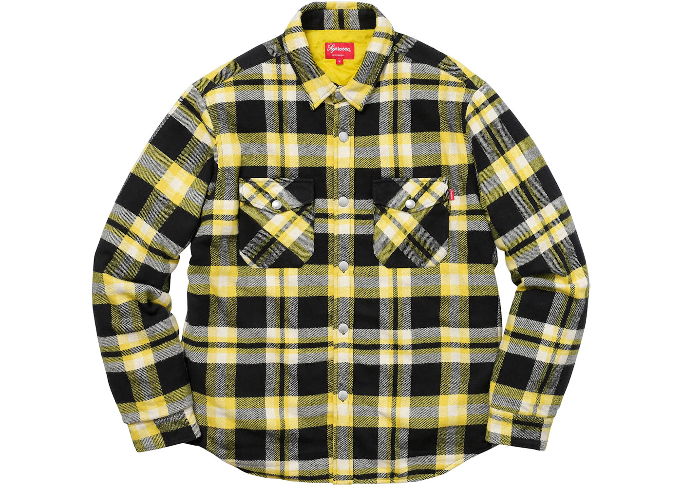 Supreme Quilted Arc Logo Flannel Shirt Yellow