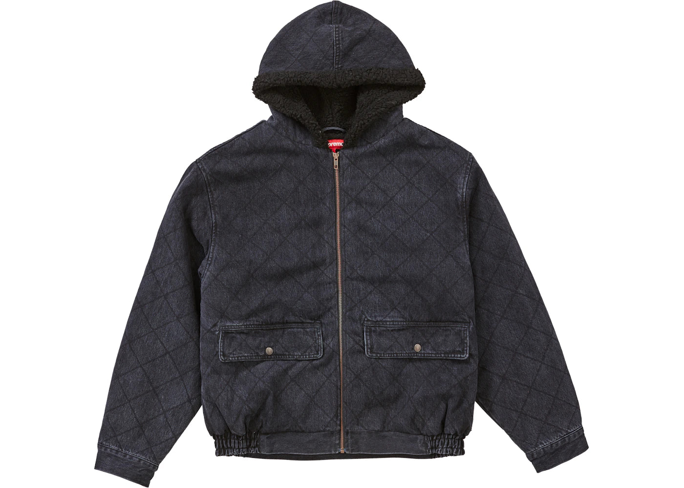 Supreme Quilted Denim Pilot Jacket Washed Black