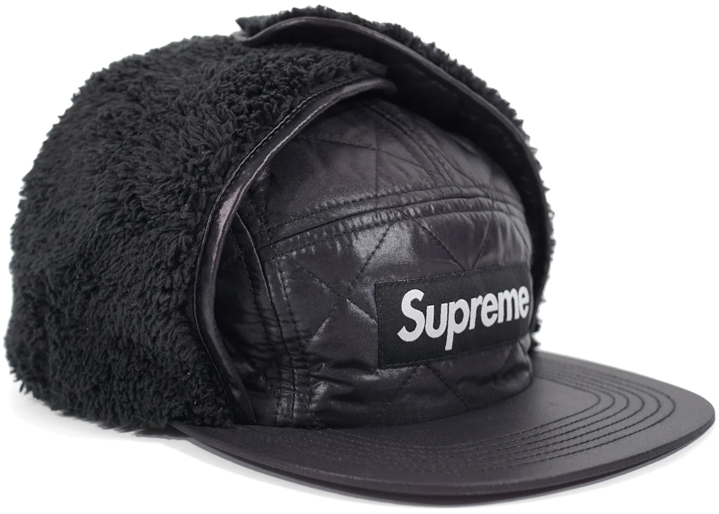 Supreme Quilted Earflap Camp Cap Black