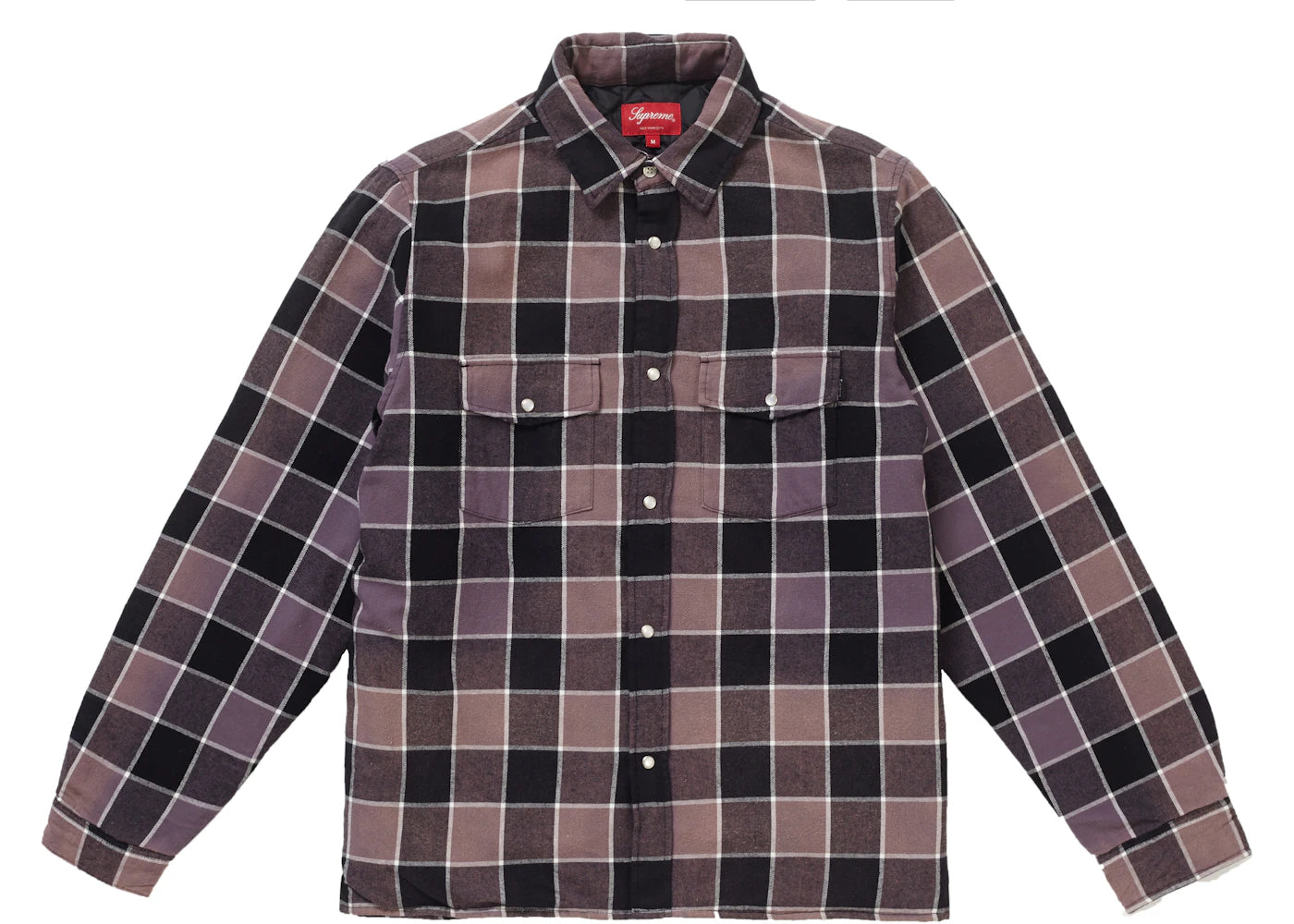 Supreme Quilted Faded Plaid Shirt Black