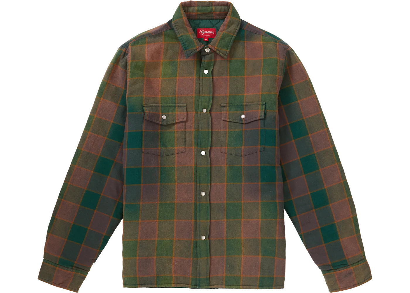 Supreme Quilted Faded Plaid Shirt Dusty Green