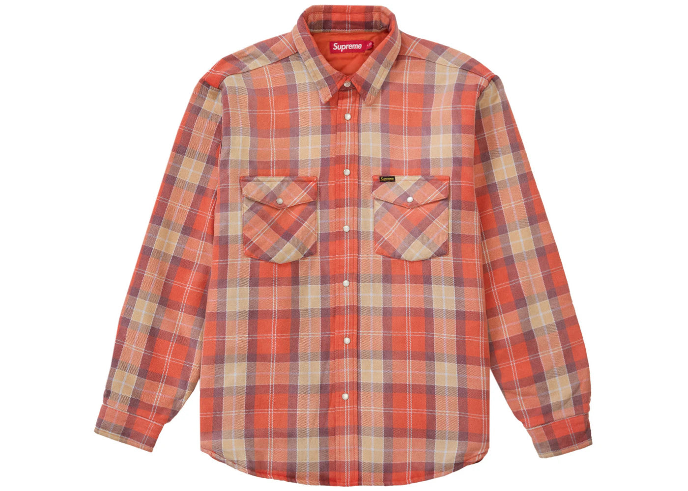 Supreme Quilted Flannel Snap Shirt Orange