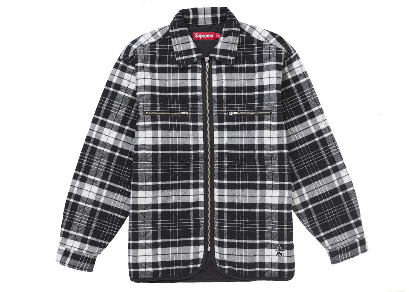 Supreme Quilted Flannel Zip Up Shirt Black