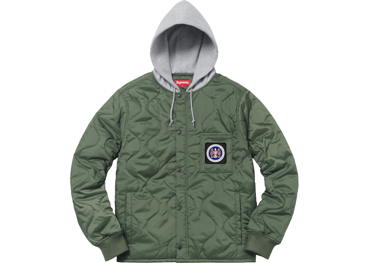 Supreme Quilted Liner Hooded Jacket Olive Drab